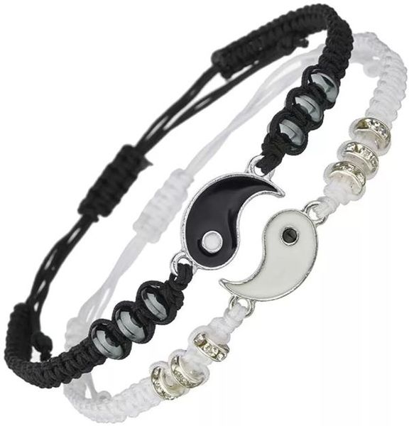 Yin Yang BFF Best Friend Adjustable Cord Bracelets Friendship Gift