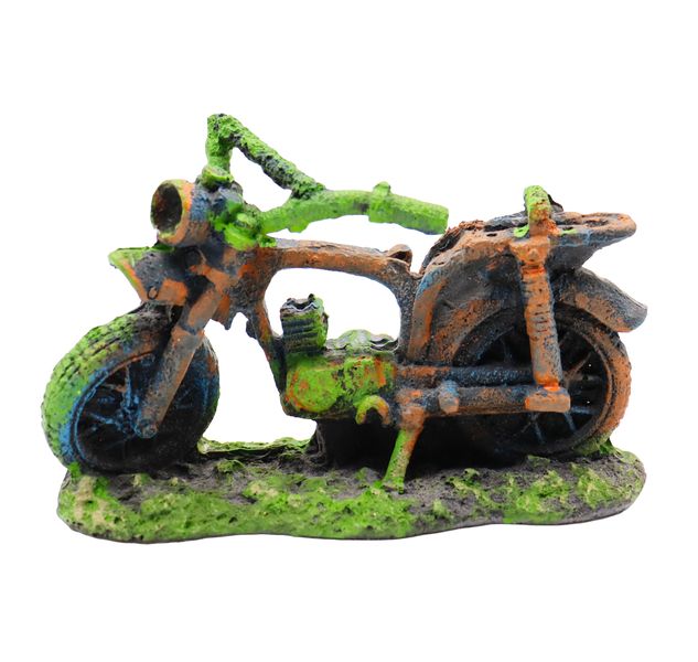 Handcrafted Colorful Motorcycle, Green &amp; Orange 6.5x18x14 Cm