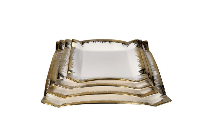 Golden Rim Dinner Plates Set - 4 Piece