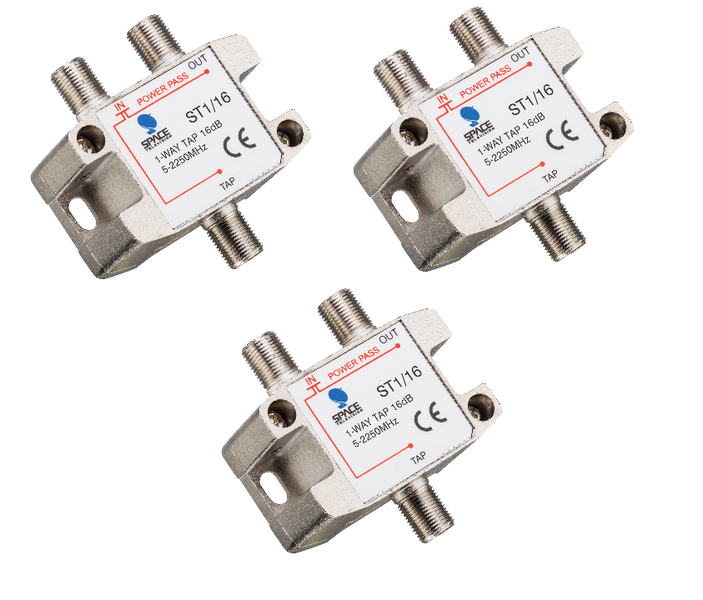 Space TV Satellite IF Tap - 1 Way - 16db (5 – 2250MHz) - 3 Pack