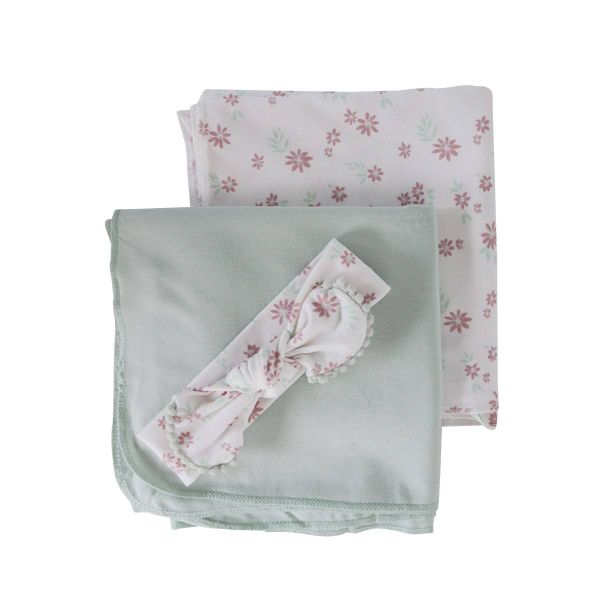 Snuggletime 2 piece Swaddling Blankets and Headband Set