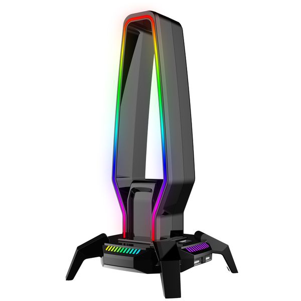 RGB Headset/Gaming Headphone Stand, 2 USB ports, Audio Jack