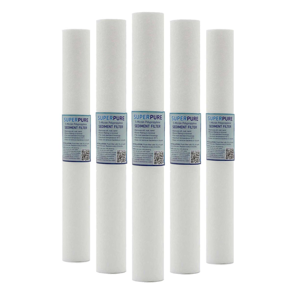 SUPERPURE 20 inch Slimline Melt Blown Sediment Water Filter (5-Pack ...