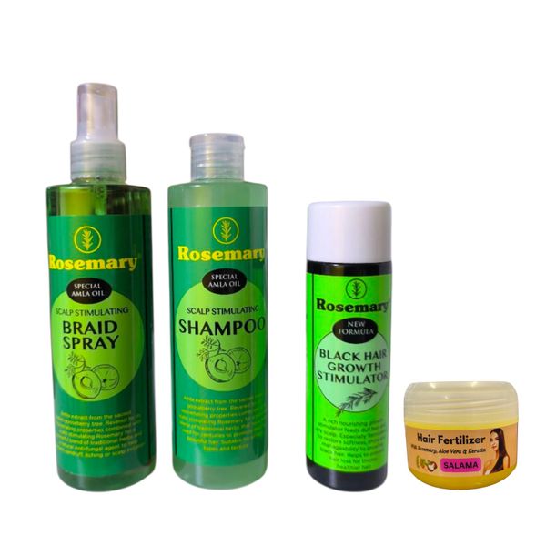 Black Hair Growth Stimulator Combo with Shampoo, Braid Spray &amp; Fertilizer