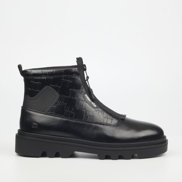 Men's Black Round Toe Tpr Sole Boots image