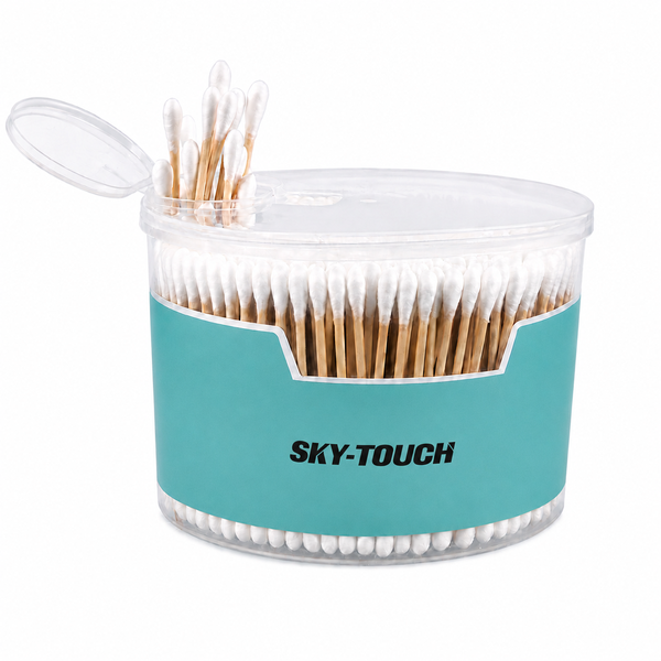SKY-TOUCH 500 Count Cotton Swabs Double-Tipped Round