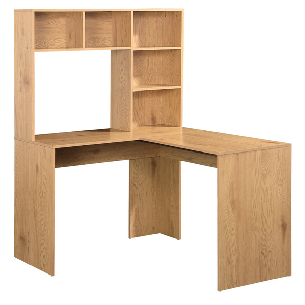 Anchor Wooden L-Shaped Computer Workstation Desk with Storage Shelves