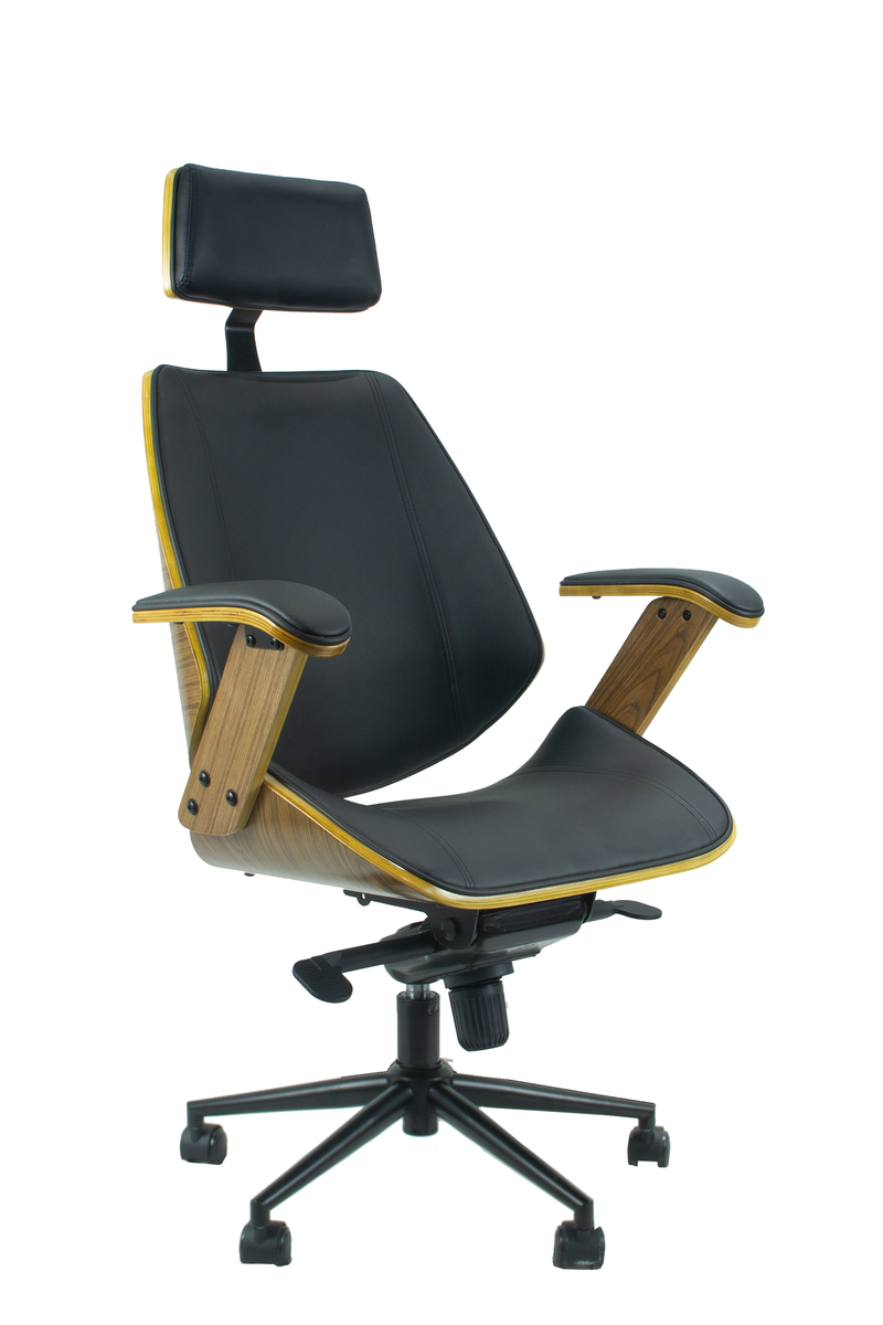 Cleo Bent Wood High Back Office Chair with Adjustable Armrest