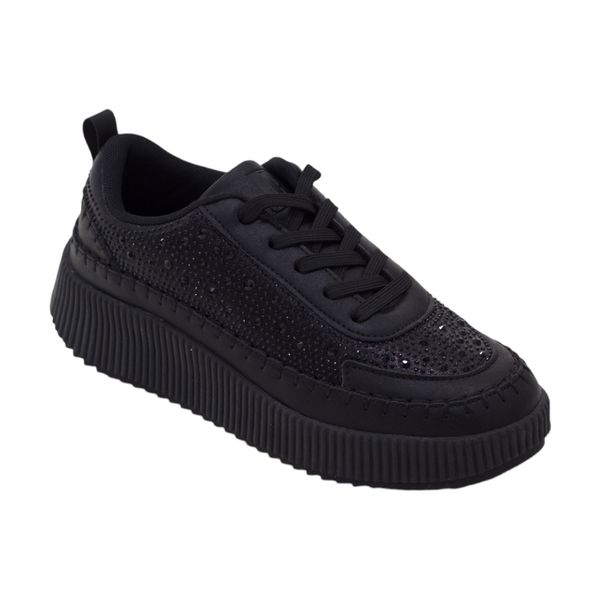 Lamara Paris Women Black Pu Casual Sneakers image