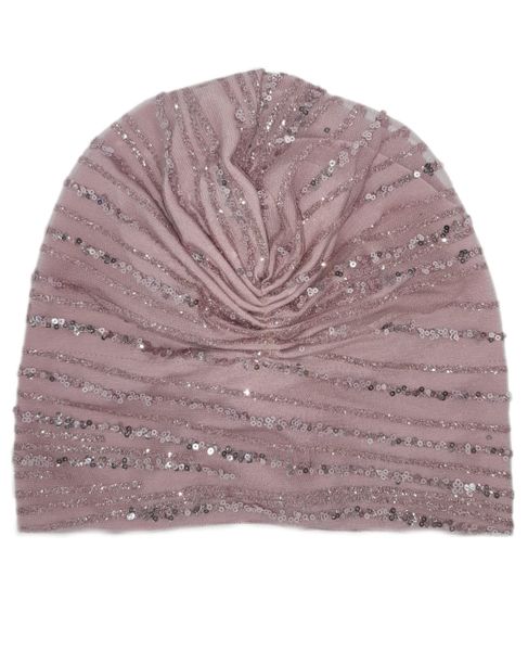 Dusty Pink Shimmer Sequins Turban Cap
