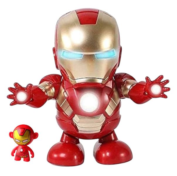 Iron Man Dance Hero Toy + Mini Weeble Wobble Figure - Lights &amp; Music