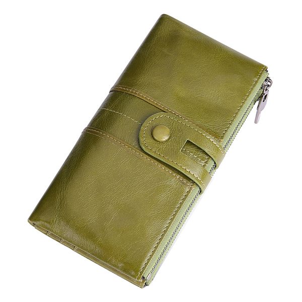 Women's Genuine Leather RFID Long Wallet with Multiple Card Slots
