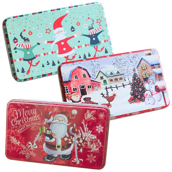 Home Decor 3pcs Festive Christmas Candy Cookie Storage Tin (19x11.5x5.3cm)