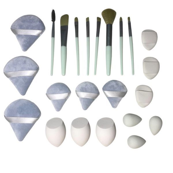 23 Piece Mini Makeup Sponge &amp; Makeup Brush Set - Compact Beauty Tool Kit