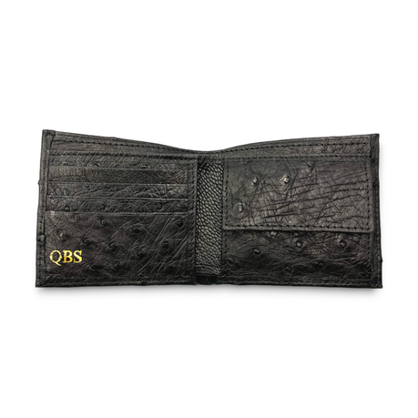 Men’s Black Genuine Ostrich Leather Bifold 2024 Wallet