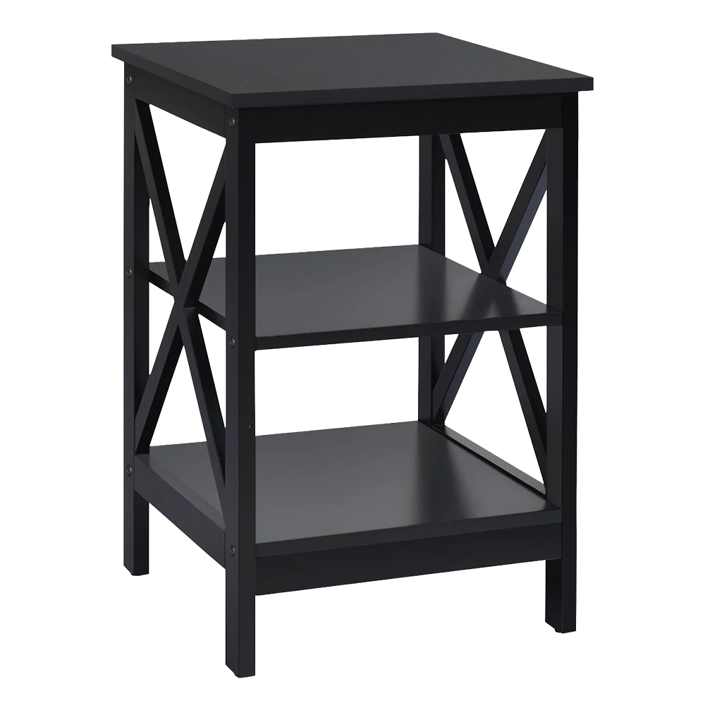 Lamont Wooden X-Frame 3-Tier Bedside Tables Side Table End Table