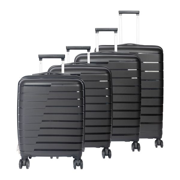 4 Piece Premium Luggage Set - Hard Shell PP Material 45/50/65/70 CM Black