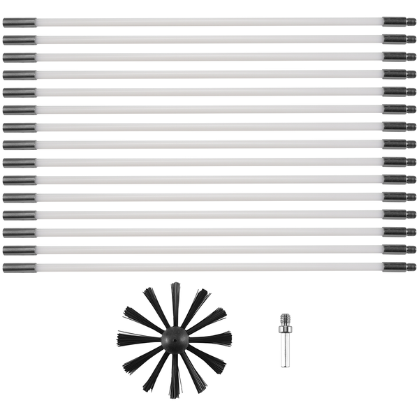 17Pcs Chimney Brush Household Industrial Dryer Fireplace Clean Kit