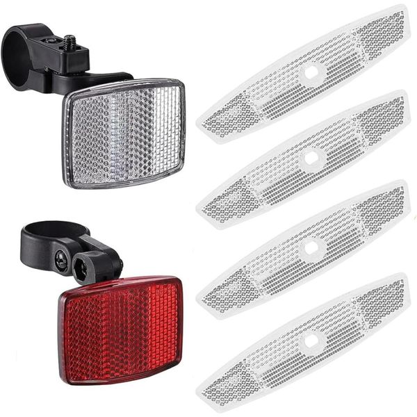 QYNIAL 6-Piece Bicycle Reflector Set For Front, Rear And Spokes