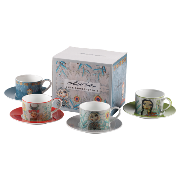 Olivia - Cuzins Cup &amp; Saucer - Set of 4