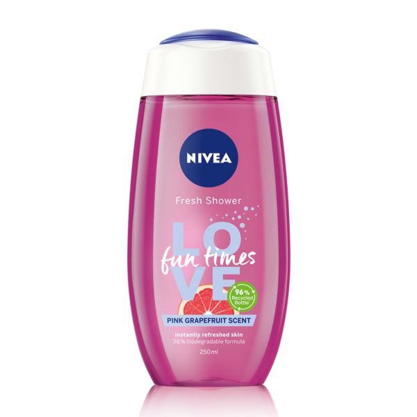 NIVEA Love Fun Times Shower Gel Body Wash with Pink Grapefruit Scent, 250ml