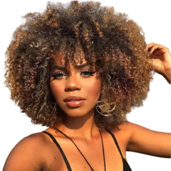 Short Kinky Curly Synthetic Hair Fringe Wig