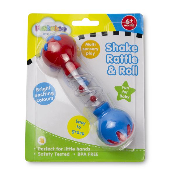 Peekaboo - Baby Rattle Shaker - BPA Free Plastic - Blue &amp; Red