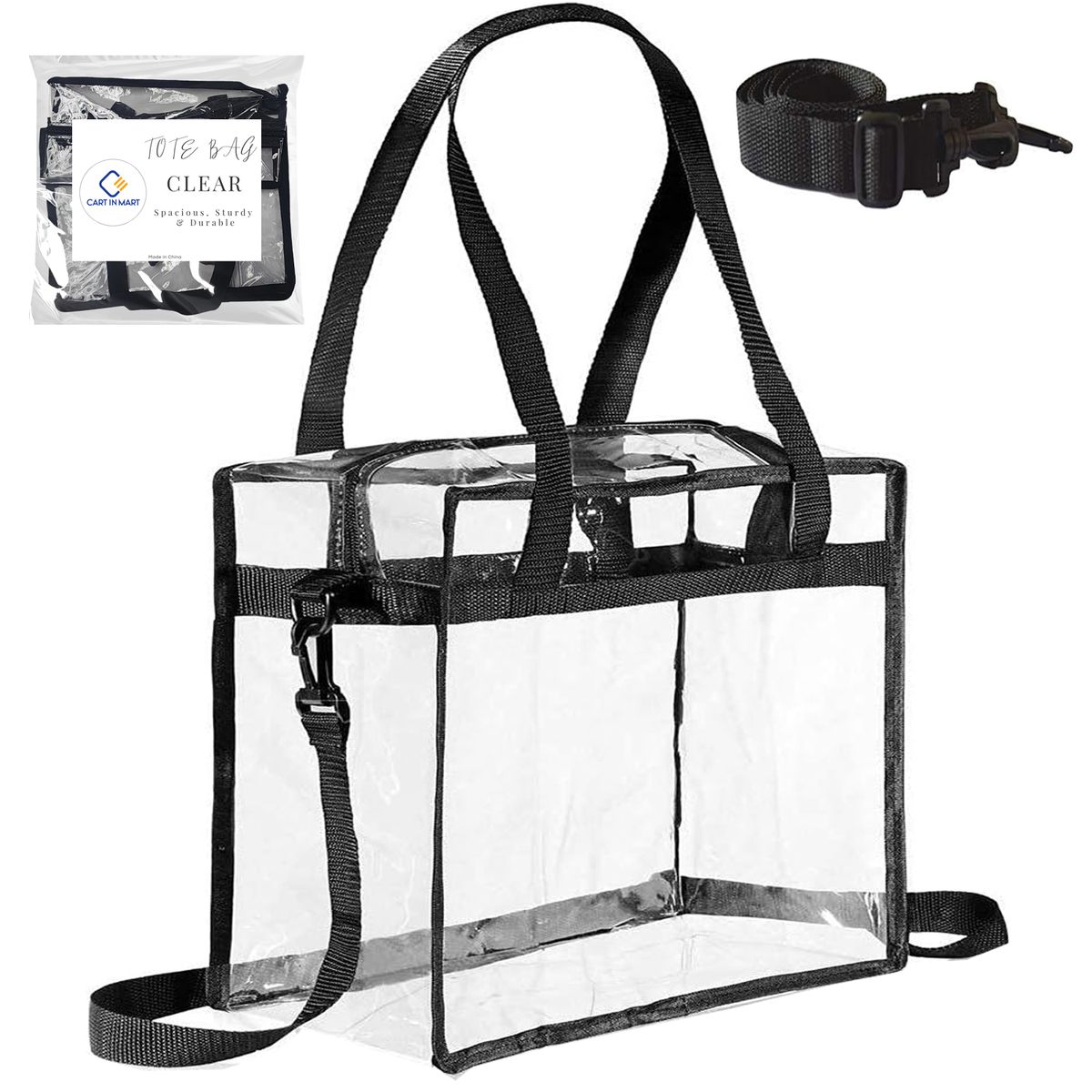 Clear Shoulder Tote Bag With Zipper Closure -Valentines Gift For Her Women