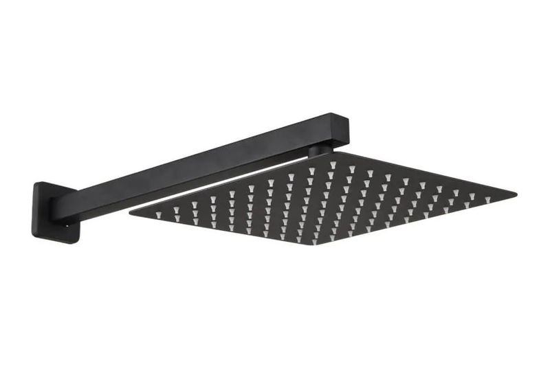 Jack Brown Unique Square Rain Fall Shower Head &amp; Arm Set - Black