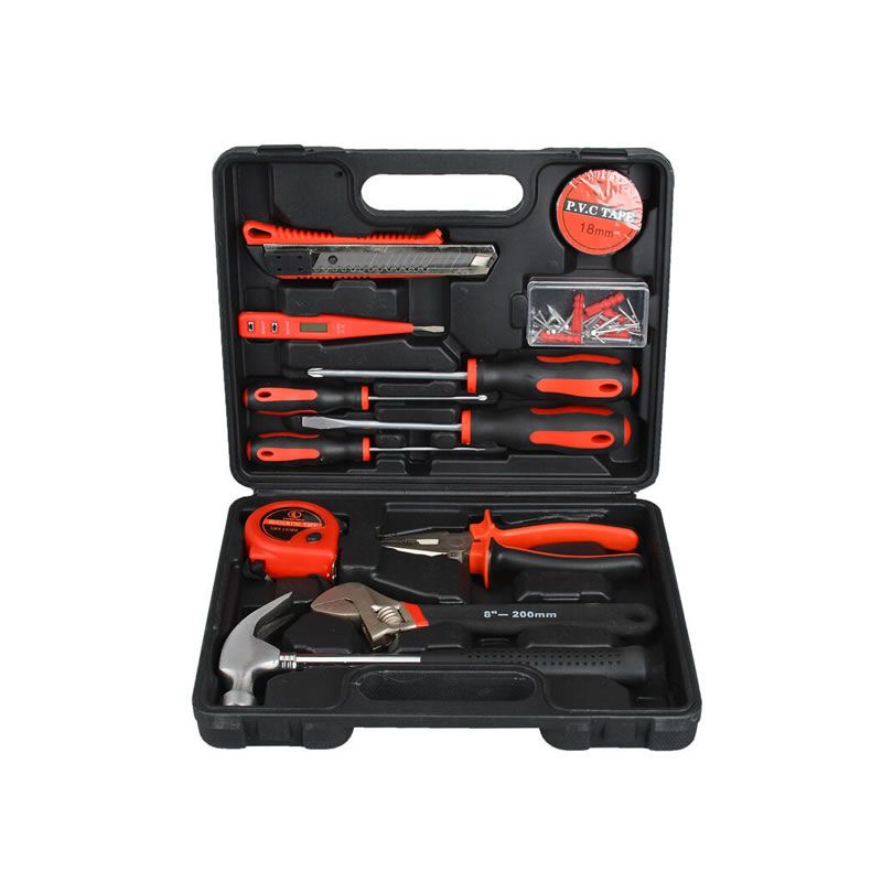 13 Piece Hand Tool Set With Plastic Tool Box Storage Case