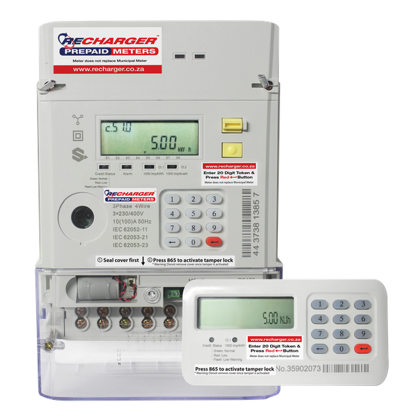 Recharger - Hex Three Phase Split Wired (MBUS) 100Amp (Per Phase) Prepaid Electricity Meter