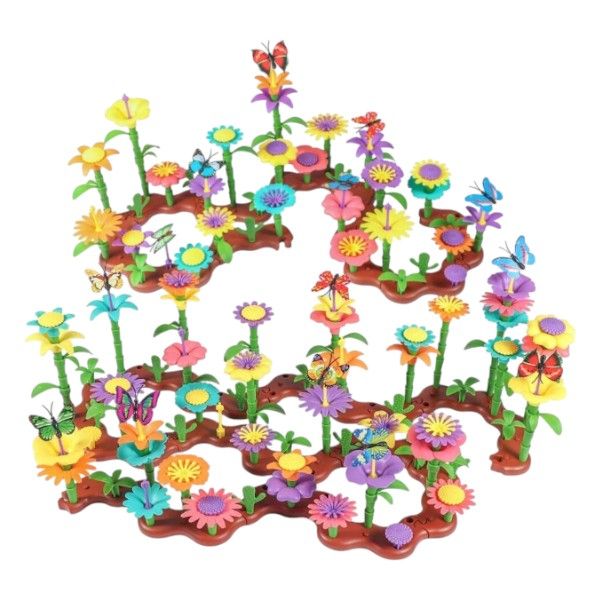 144 Piece Count &amp; Stack Garden Scape Play Set - Multi Colour
