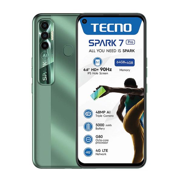 TECNO Spark 7 Pro 64GB Dual Sim Network Locked - Spruce Green