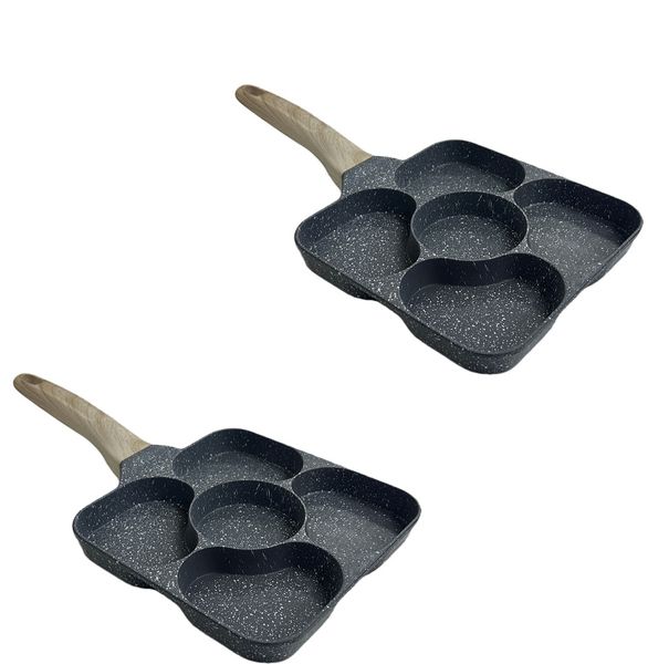 2 Pack-Multifunctional 5-hole heart-shaped frying pan