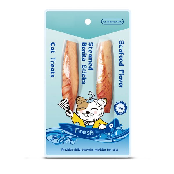 Steamed Bonito Twin Sticks - 6 x 30g Seafood Flavor