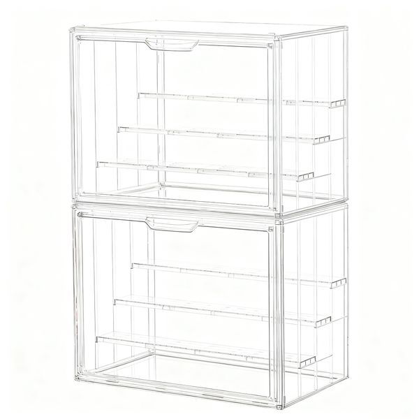 4-Tier Clear Acrylic Display Case with Magnetic Door&amp;Movable Plates 1-Pack