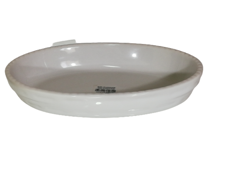 Dish 3 Piece Set 235x145x40mm Porcelain Oval Casserole Embossed
