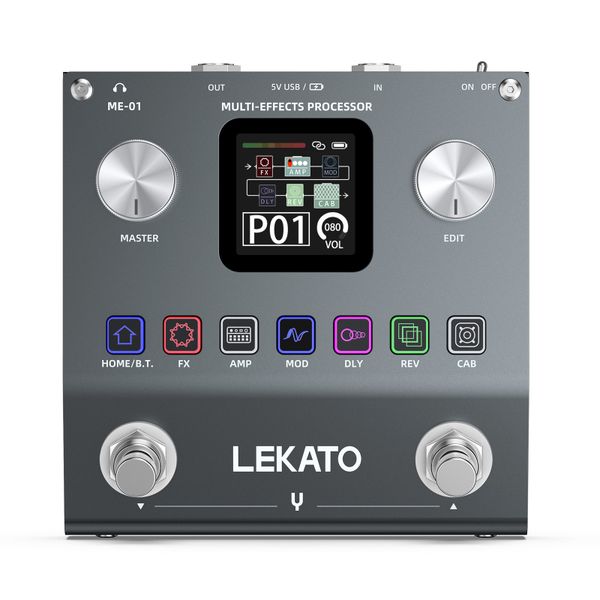 LEKATO Guitar Bass Multi Effects Pedal Processor Rechargeable