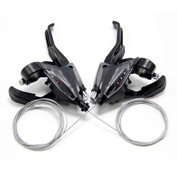 21-Speed Bike Shifter &amp; Brake Lever Set 3x7 Gear Black.