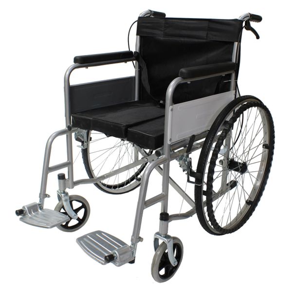 Foldable Commode Wheel Chair - Black
