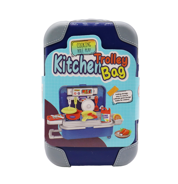 Mini Kitchen Play Set Portable Cooking Suitcase - Kitchen Trolley Bag