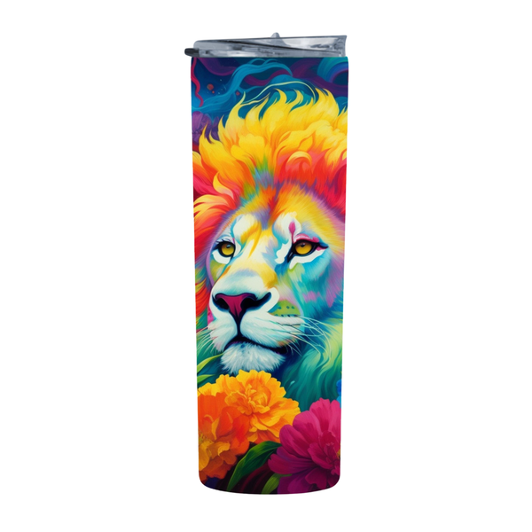 Colorful Lion With Orchid 20 Oz Straight Skinny Tumbler 005