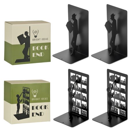 Bright Ideas - 4 Metal Book Ends - Man & Woman Silhouette Image