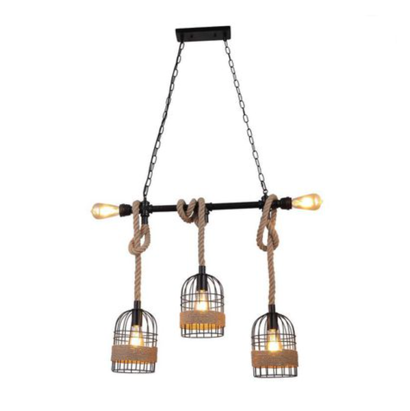 Wrought Iron &amp; Rope Vintage Pendant light