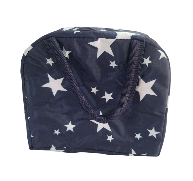 Navy Blue With White Stars, Insulated Lunch Bag