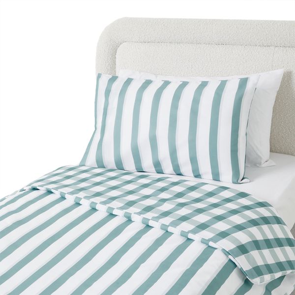 George &amp; Mason Cotton Blend Duvet Set Boder Check