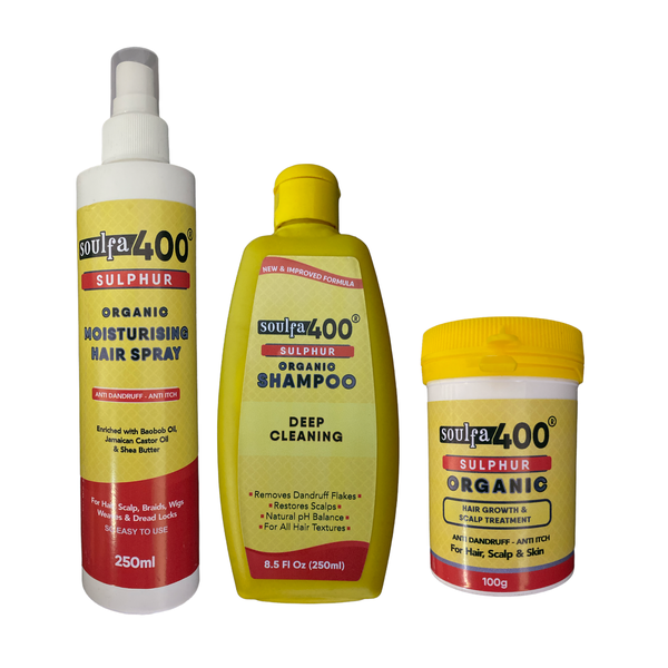 Soulfa400 Hair Treatment - Shampoo - Moisturizing Spray - 3 Piece Set
