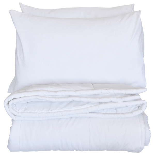 Luscious Living - Duvet Comforter - Quilted Cover Set - 2 Pillow Cases - White