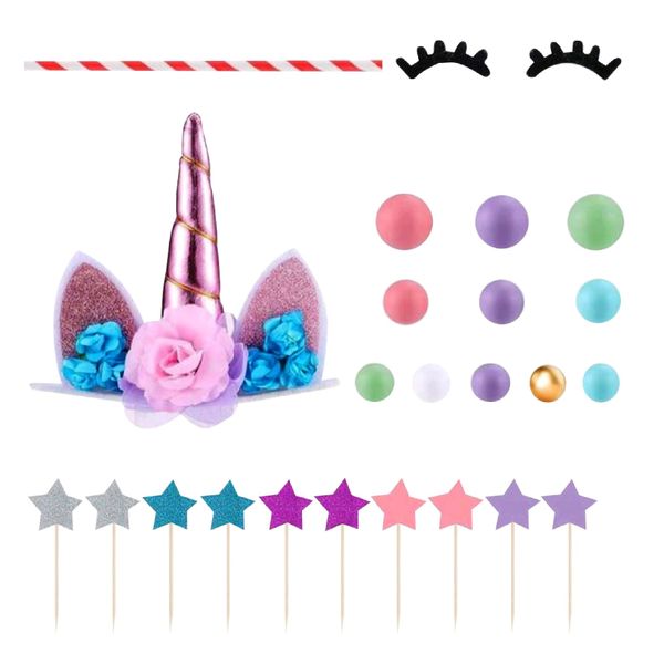 Magical Unicorn Rainbow Cake Topper Set - 40 Piece