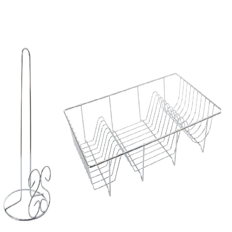 Chrome Plated Paper Towel Holder Flower + Dish Rack 47x29x10cm Shop
